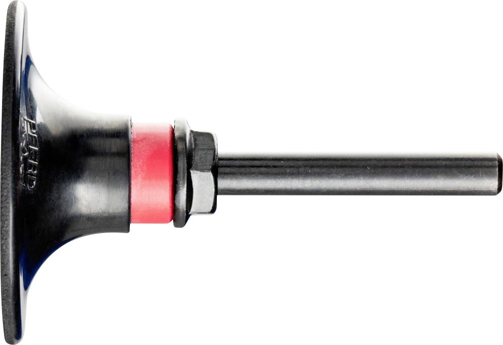 Metal tool with a black handle and red ring, with an extended rod; side view; used for mechanical work.
