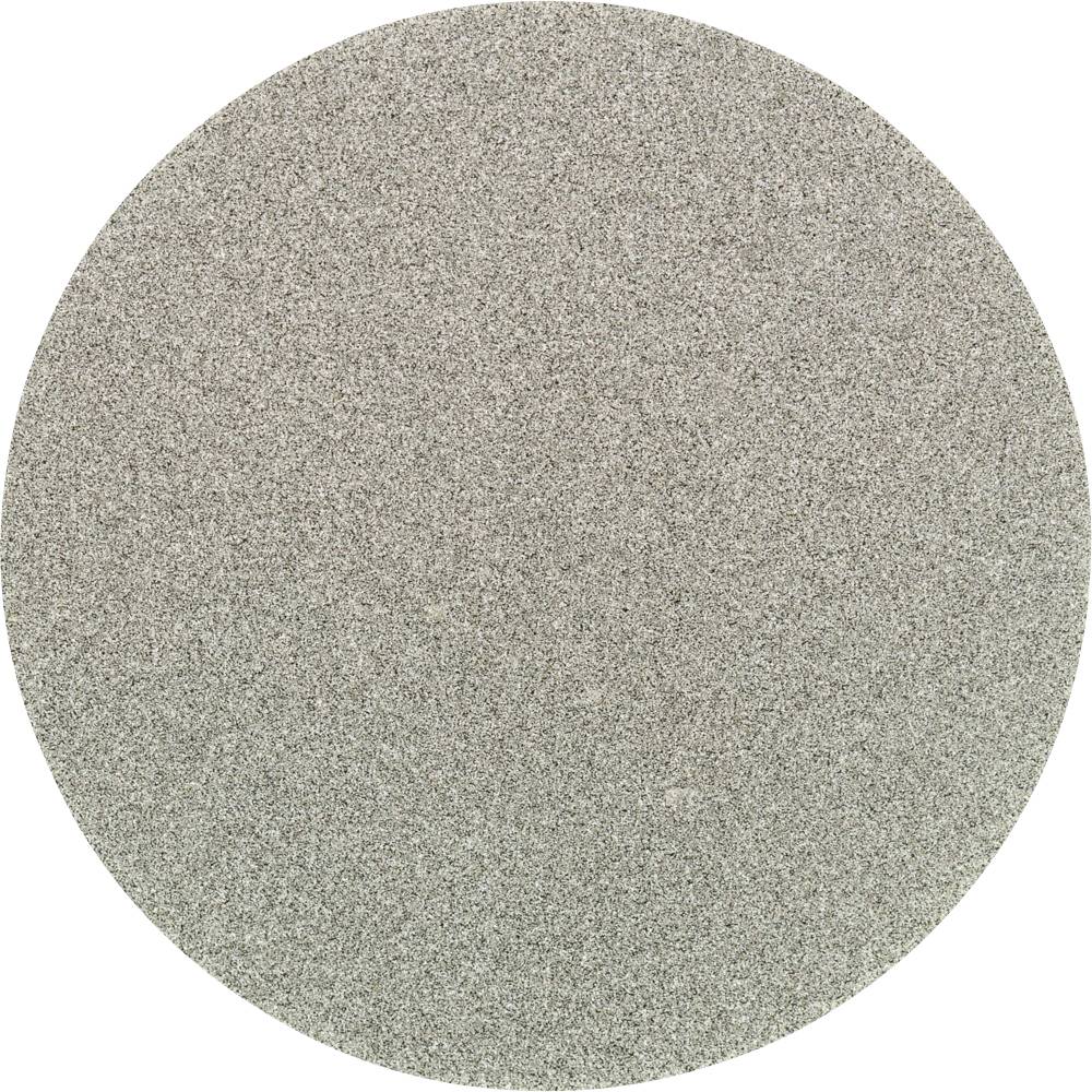 Grey, round grinding disc with fine grain, uniformly textured.
