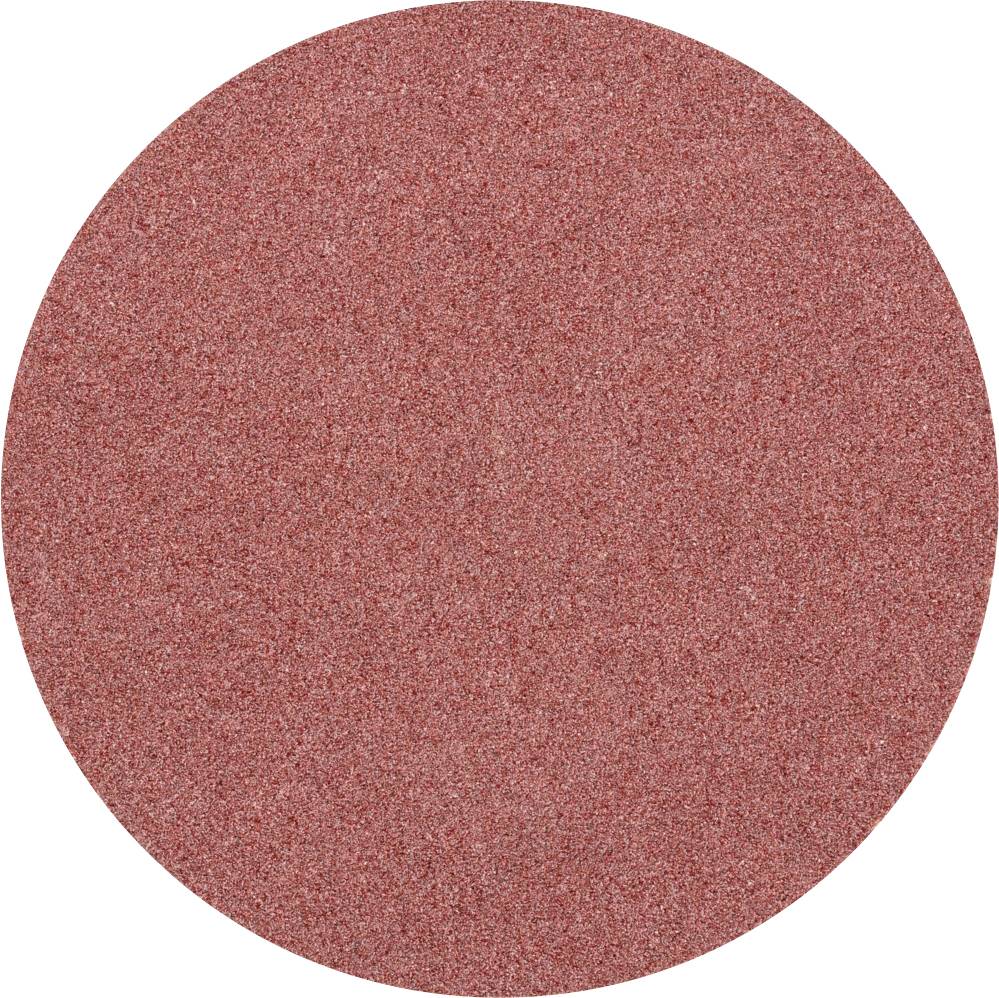 A round piece of red sandpaper used for polishing or sanding work. The background is kept in a single colour.