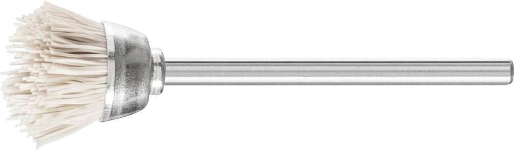 Brush head with long bristles and metal handle