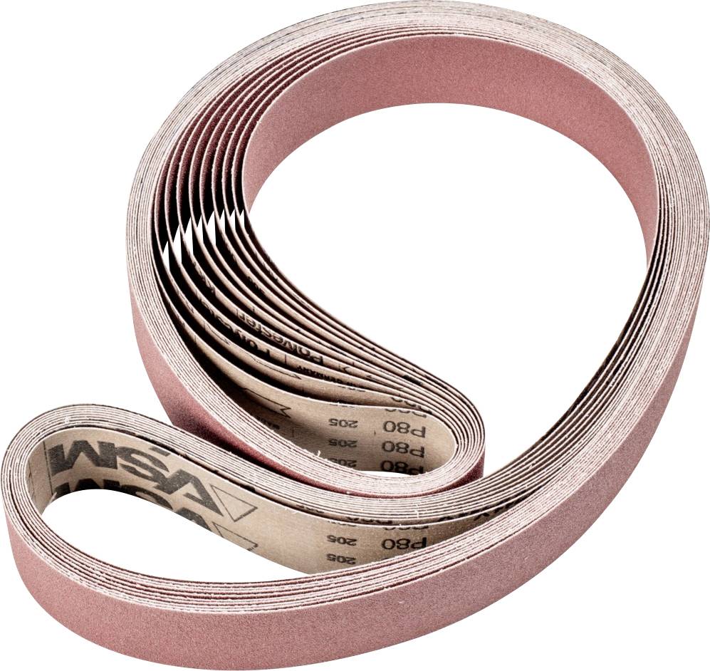 Sanding belt looped, red-brown colour, for grinding machine, for wood and metal machining.