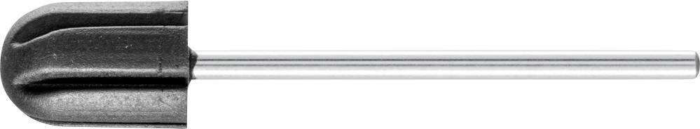 Sharpening steel with a black handle, positioned horizontally. Ideal for sharpening knives and tools.