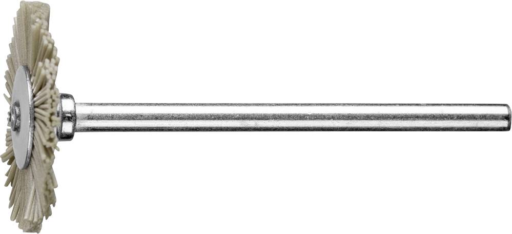 Image of a grinding tool with a circular brush head and metal handle, used for surface treatment or cleaning.