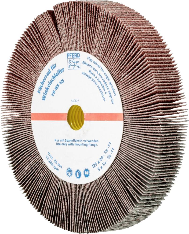 'Flap disc for angle grinder' made from laminated abrasive material, suitable for surface treatment.