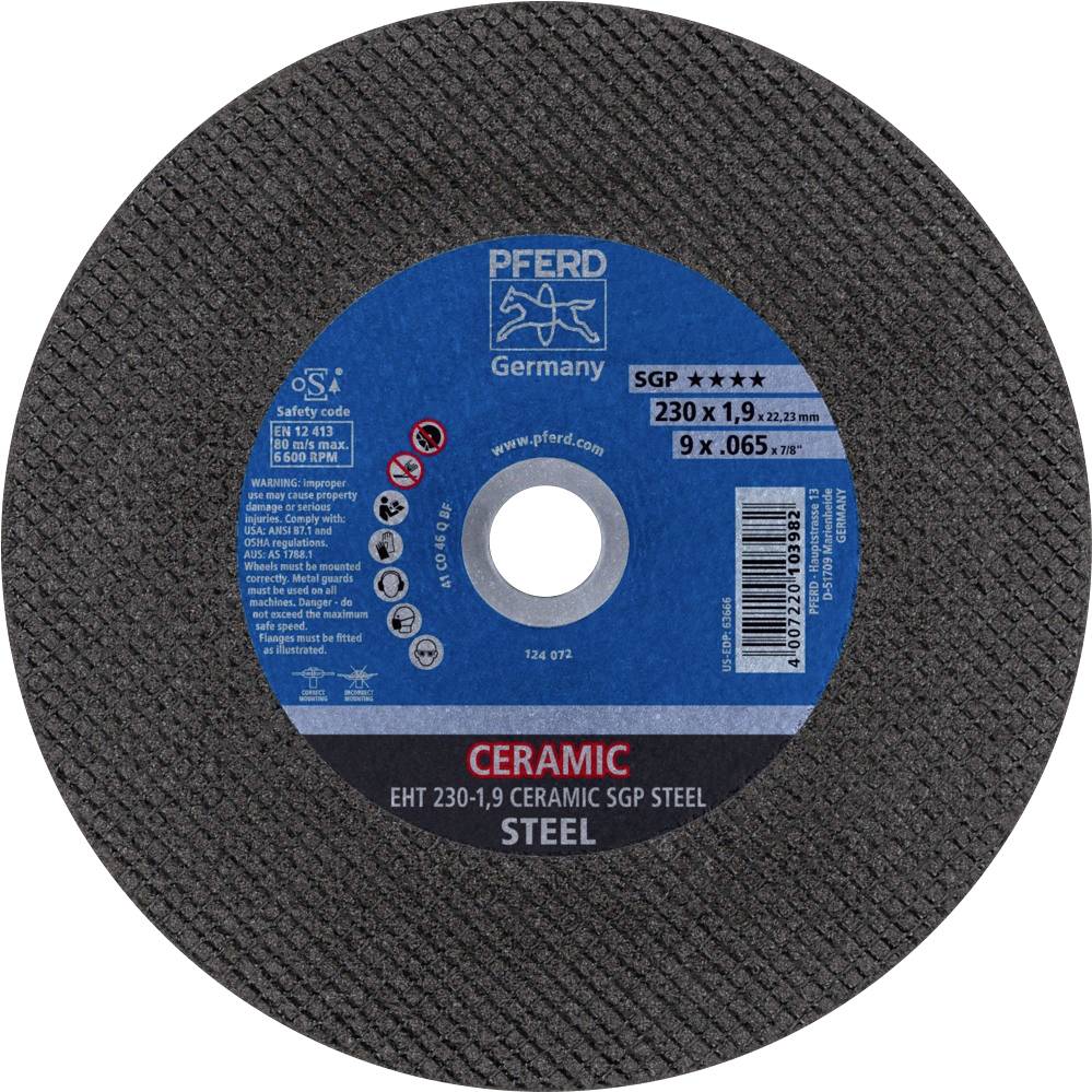PFERD TOOLS EHT 230-1,9 CERAMIC SGP STEEL 61323019 Cutting disc (straight) 230 mm 25 pc(s) Steel