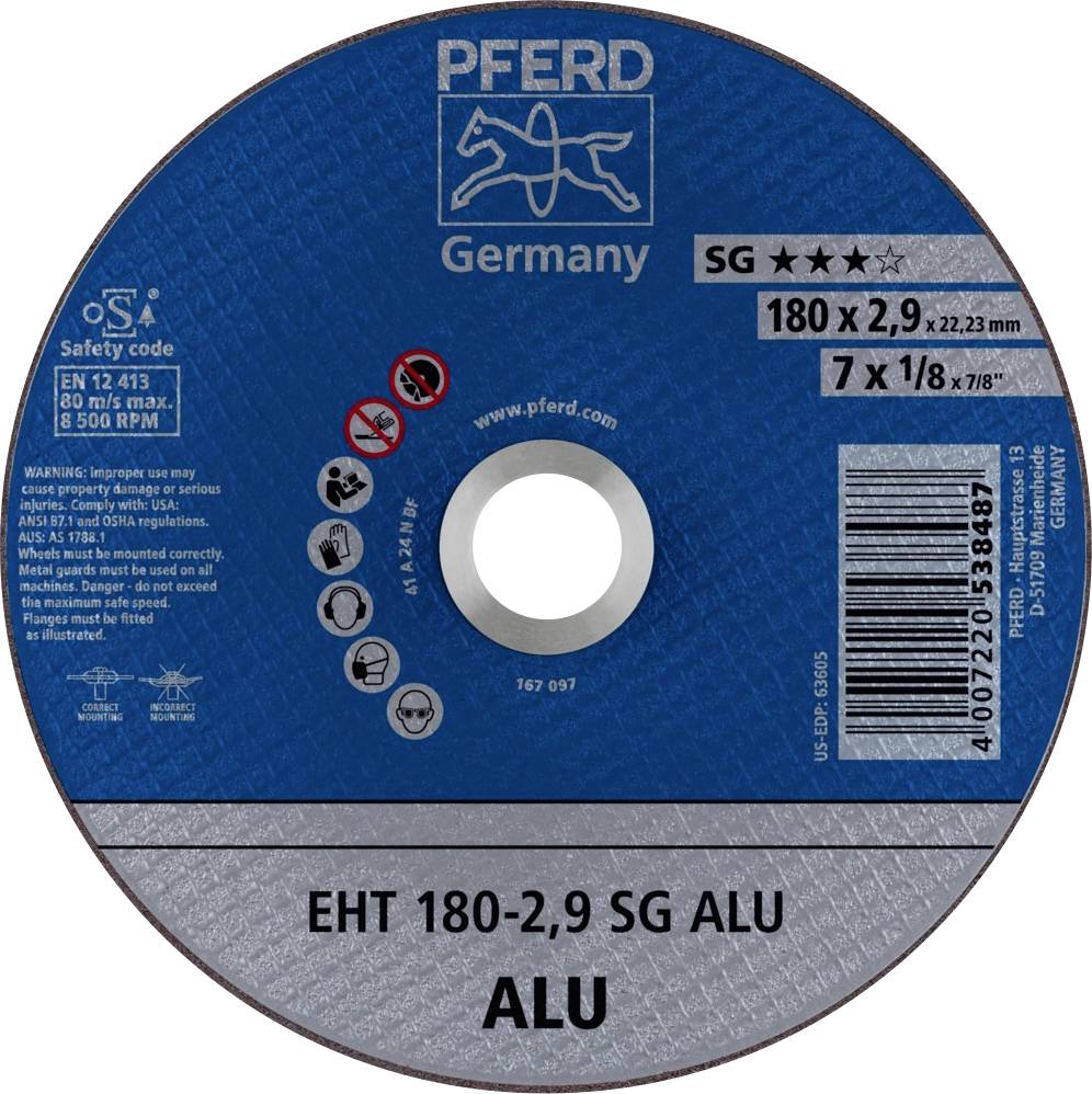PFERD TOOLS EHT 180-2,9 SG ALU 61326323 Cutting disc (straight) 180 mm 25 pc(s) Aluminium, Non-ferrous metal
