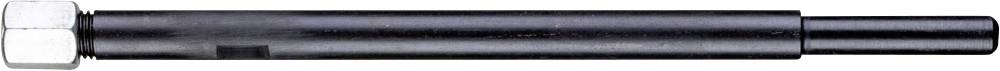 Black metal hex-headed bolt on the left side, with an elongated cylindrical shape.