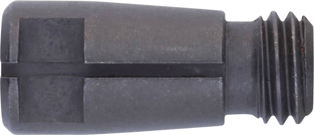 A metal component with a ribbed end and smooth surface. Used for fastening or as part of a larger mechanical system.