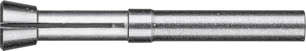 A silver metal pin with a serrated head, typically used for mechanical or industrial applications.