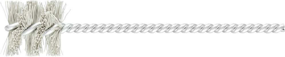 A white rope that is frayed at one end.