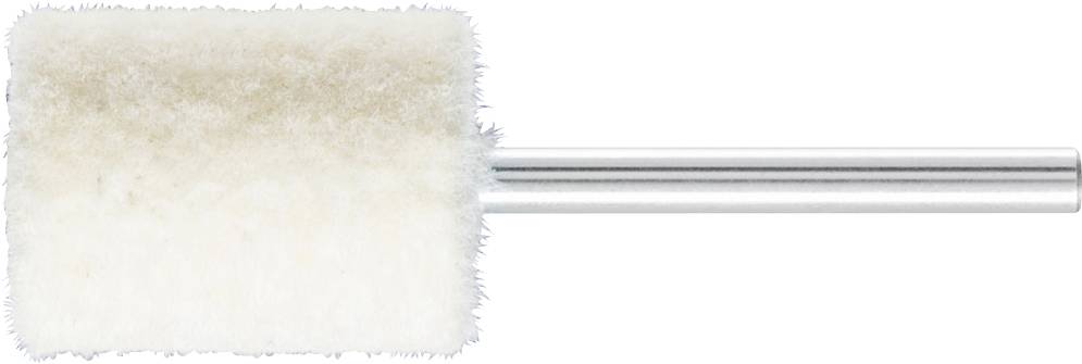 White paint roller with a short handle, suitable for even application of paint on smooth surfaces.