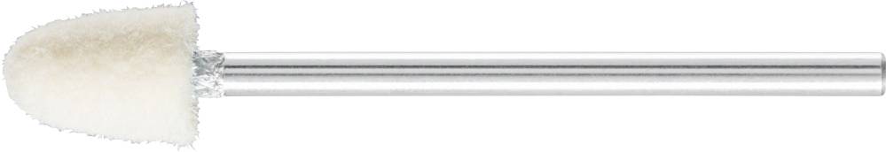 Nail brush attachment with a metallic handle and soft, white bristle head, used for nail care.