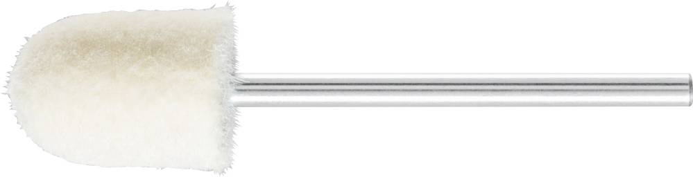 Polishing attachment with felt head and metal stem, suitable for polishing and grinding work on various materials.