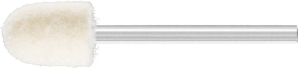 Polishing attachment made from soft, beige material with a metallic handle. Suitable for polishing surfaces.