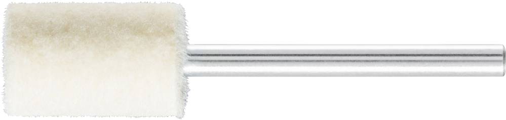 An unused, cylindrical paint roller with a fluffy roller and metal handle, suitable for applying paint evenly.