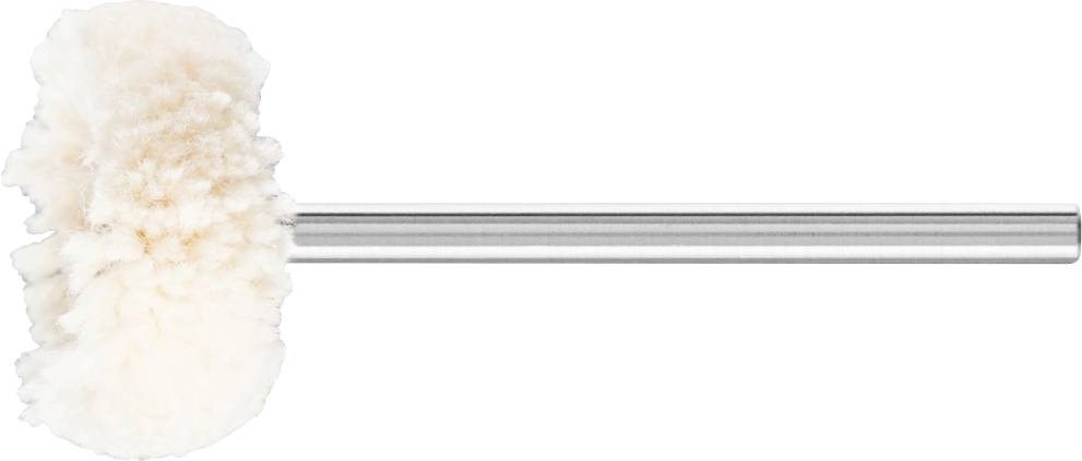 Bottle brush with a long metal handle and fluffy chenille head, ideal for cleaning large glasses and bottles.