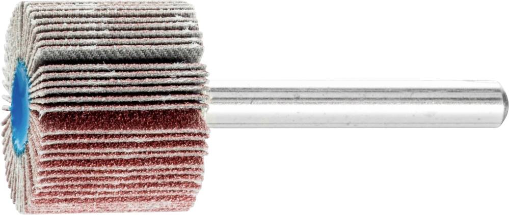 Grinding tool with radially arranged grinding lamellas and metal pin, used for smoothing and polishing surfaces.