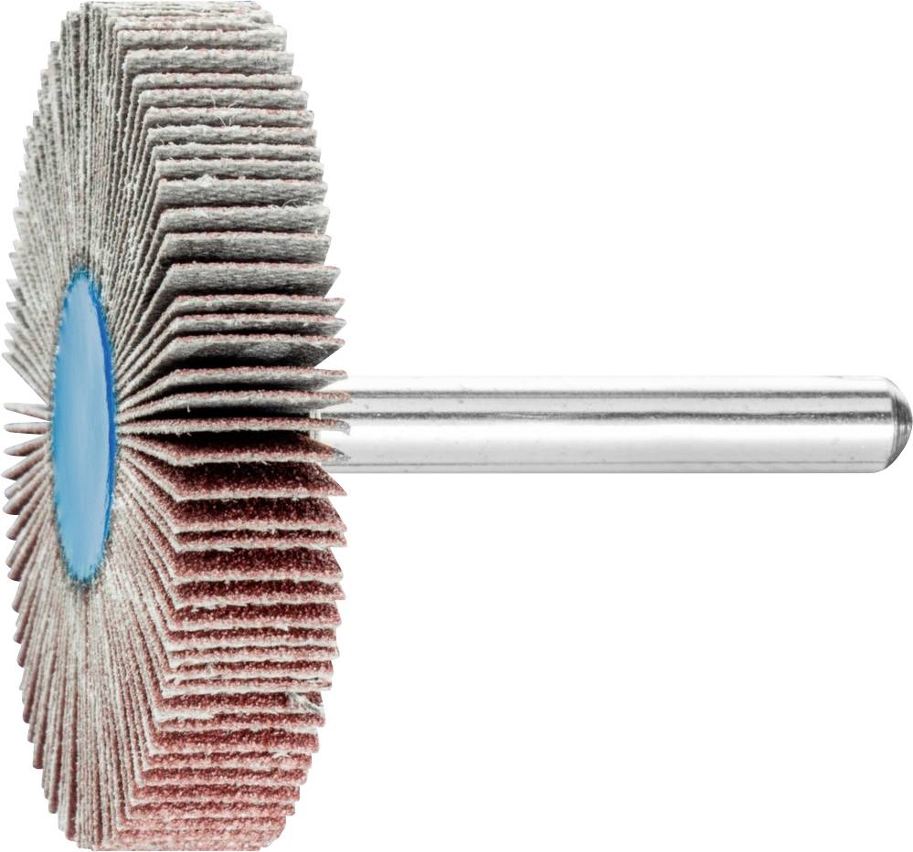 A grinding tool with numerous laminar discs, mounted on a metal mandrel, for polishing and grinding surfaces.