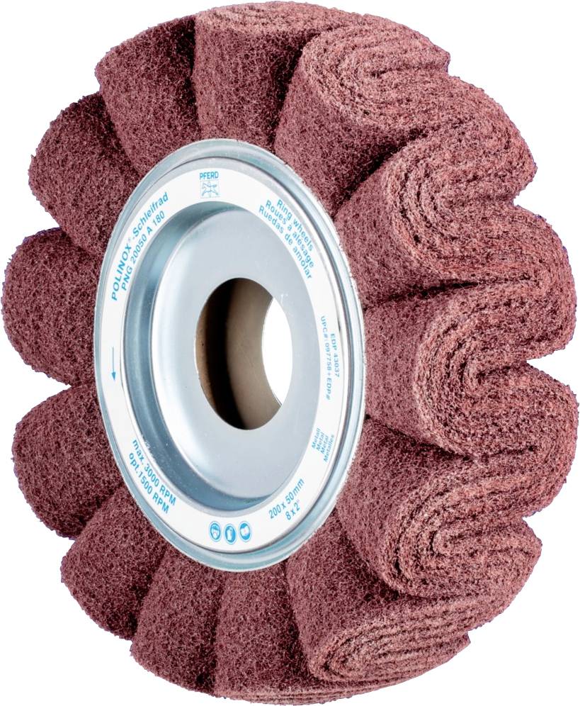 A rust-brown grinding disc with a wavy edge and metal centre, suitable for surface processing.