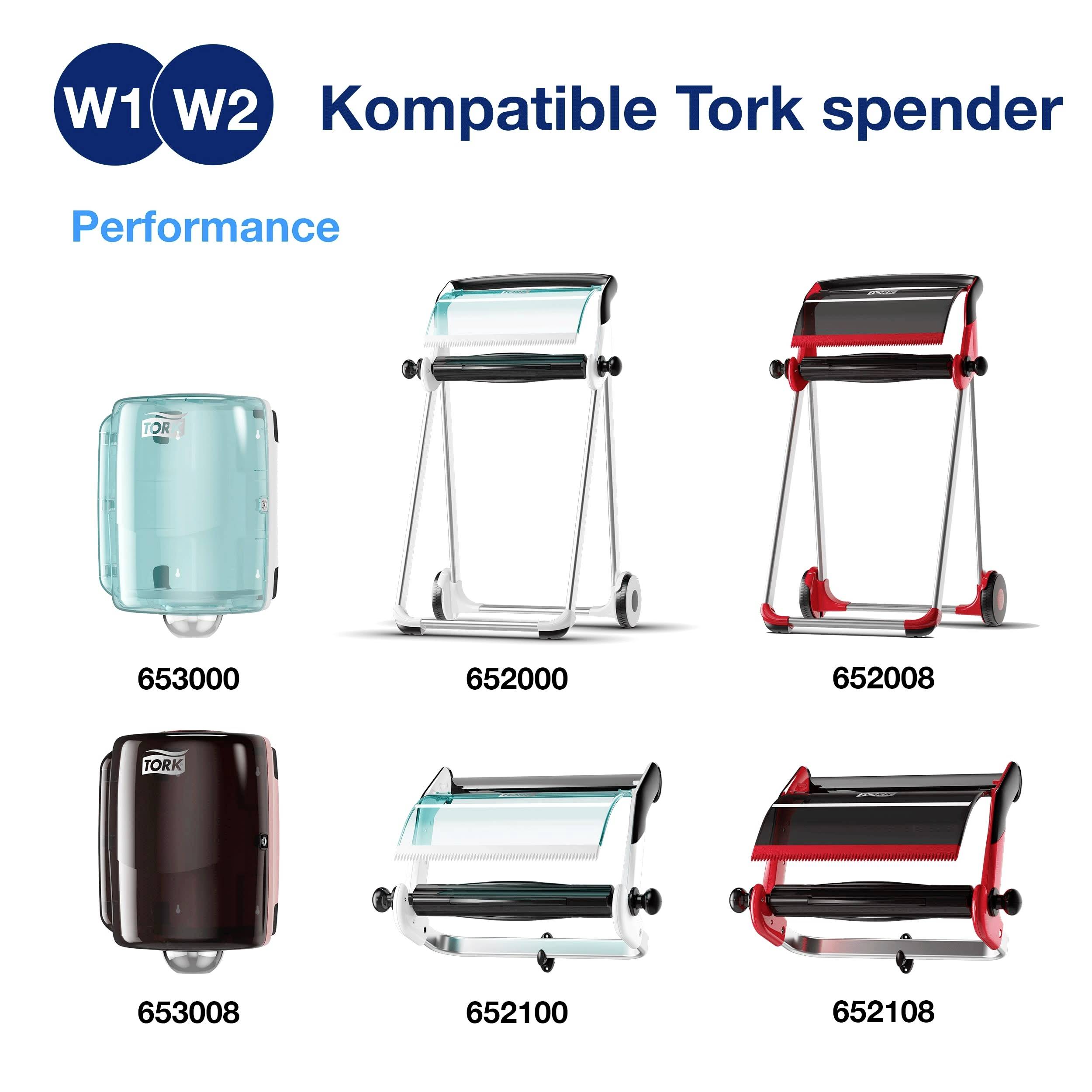 Tork Spender compatible with W1 and W2. Pictured models: 653000, 652000, 652008, 653008, 652100, 652108. Design variants in Blue, Black, Red.