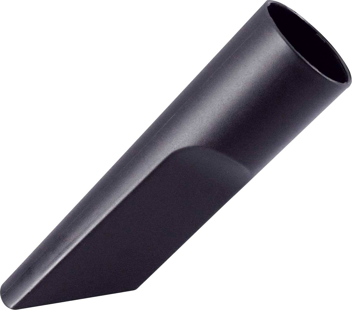 Black vacuum cleaner nozzle for precise cleaning of hard-to-reach areas.