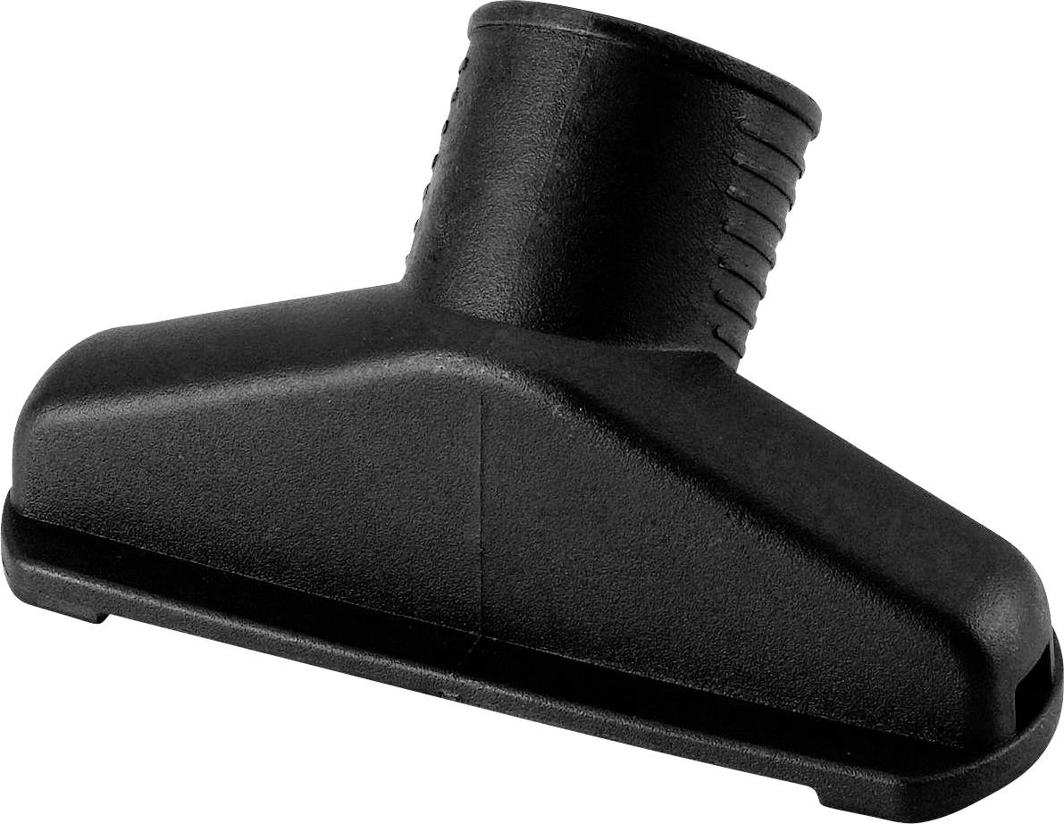 Black vacuum cleaner nozzle with a wide, flat head, suitable for carpet and upholstery cleaning.