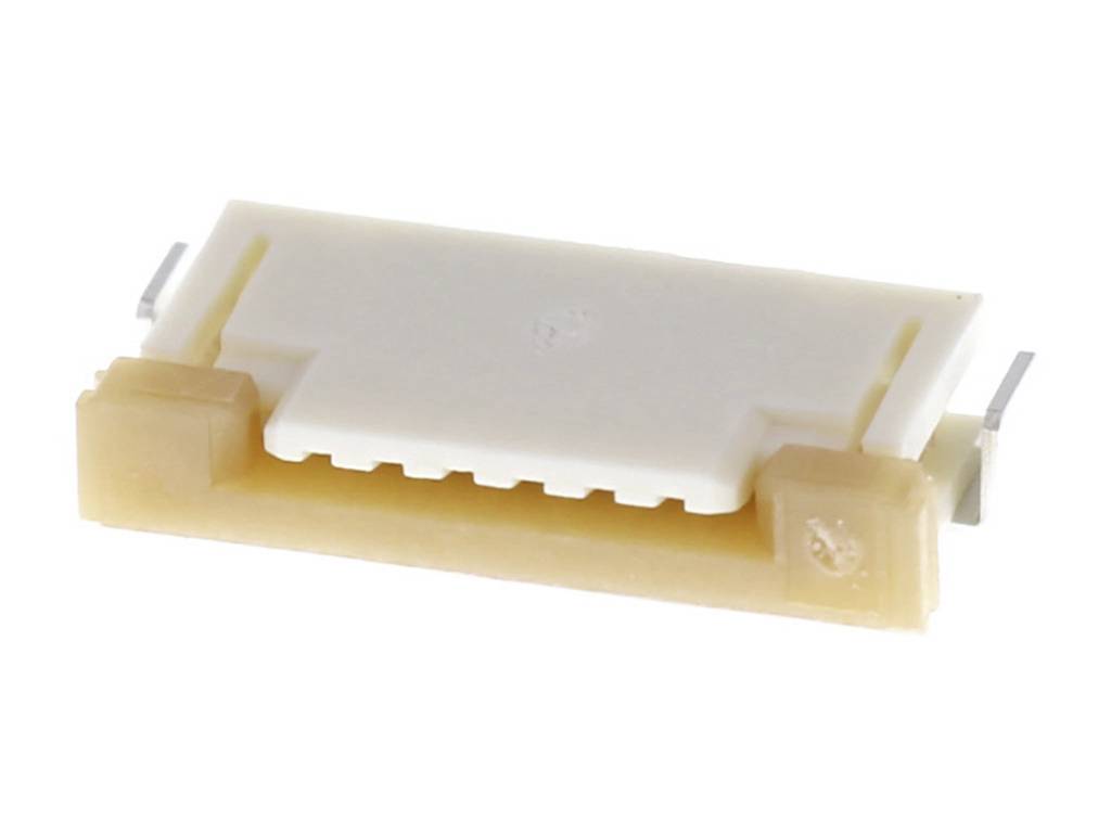 A rectangular, cream-coloured electronic connector with multiple terminals, suitable for flat ribbon cable connections.