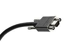 VGA plug with black cable.