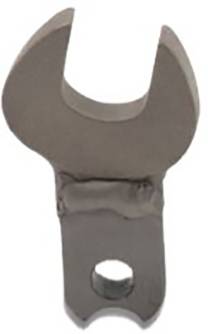 A metal component with a semicircular opening at the top and a hole at the bottom, potentially a specialised holder or mounting part.