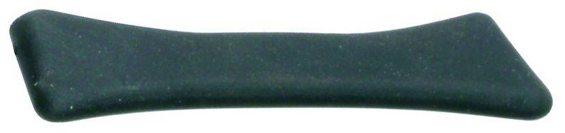A black, narrow cylindrical object that looks like a small, curved cushion or pillow.