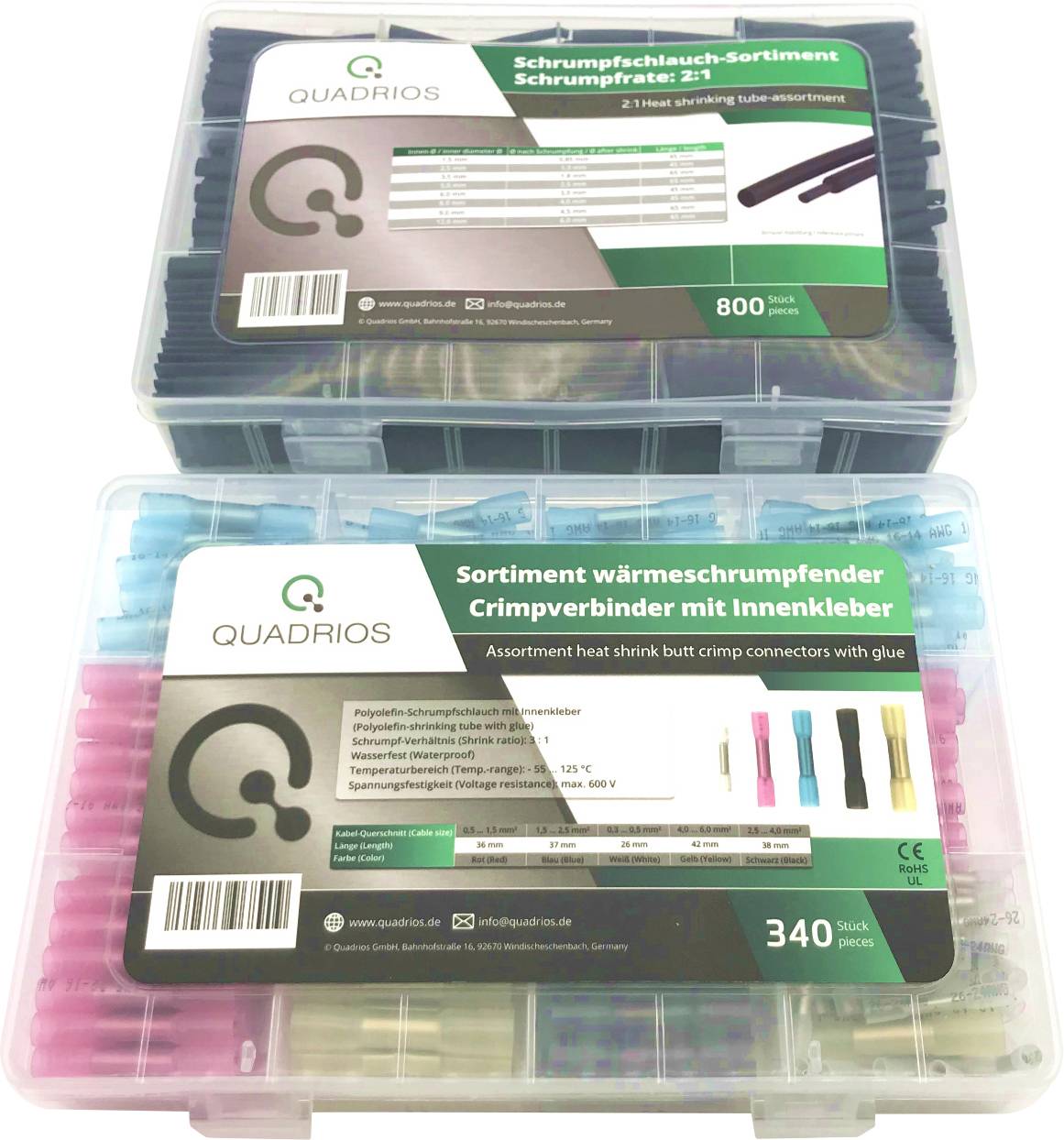 Quadrios 2107C407 Butt joint 0.3 mm² 6 mm² Insulated Black, Transparent 1140 pc(s)