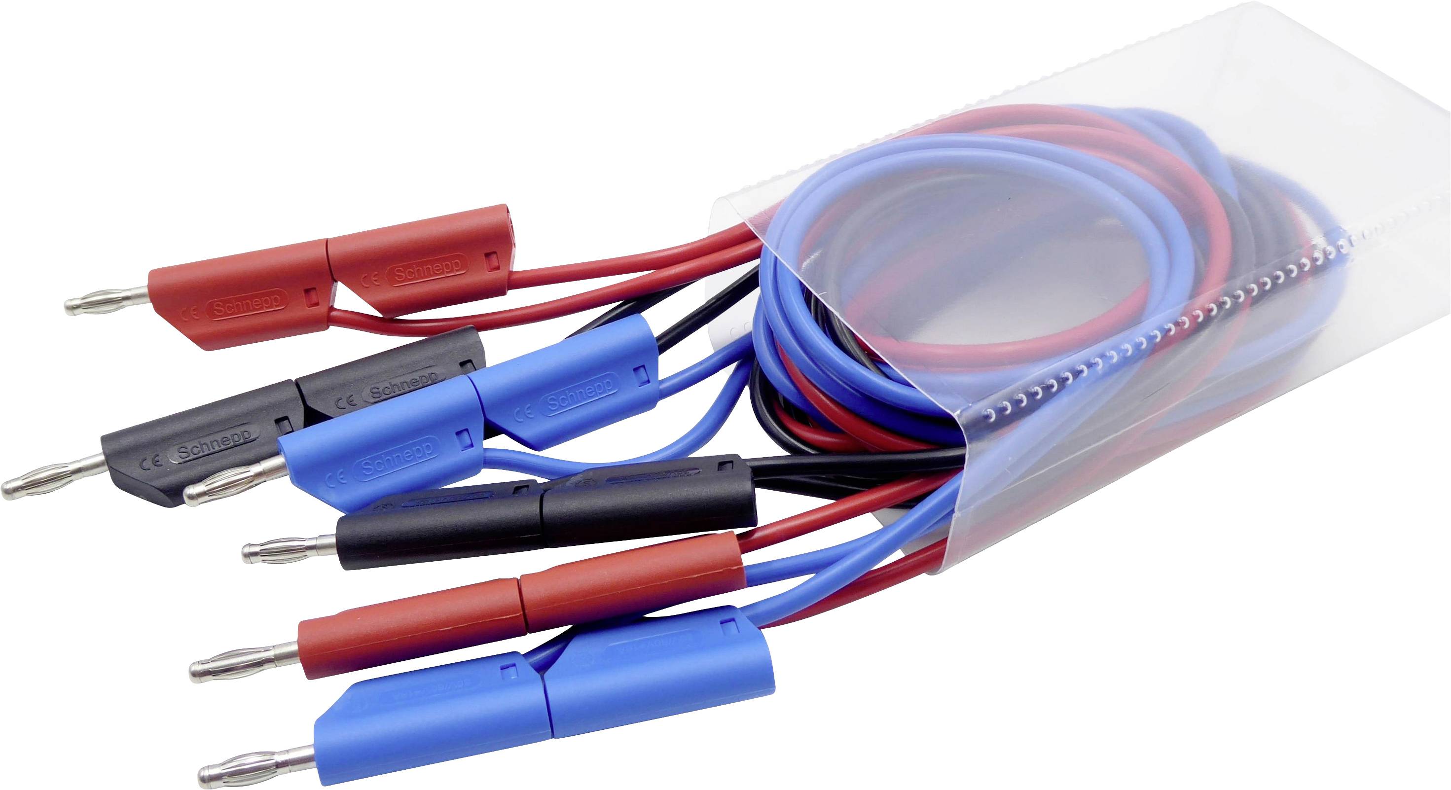 Schnepp 354 000060 Test lead kit 4 mm jack 4 mm jack 1.00 m Black, Red, Blue 1 Set