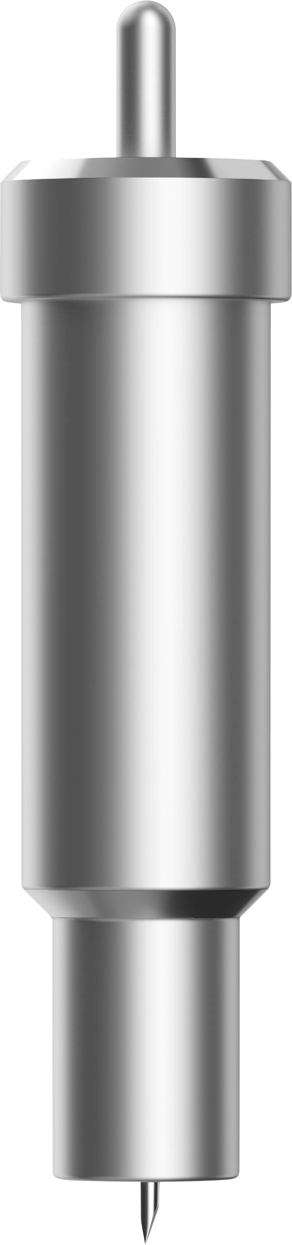 Figure of a metallic printer or stamp, presumably part of a machine component, shows precise, cylindrical form.