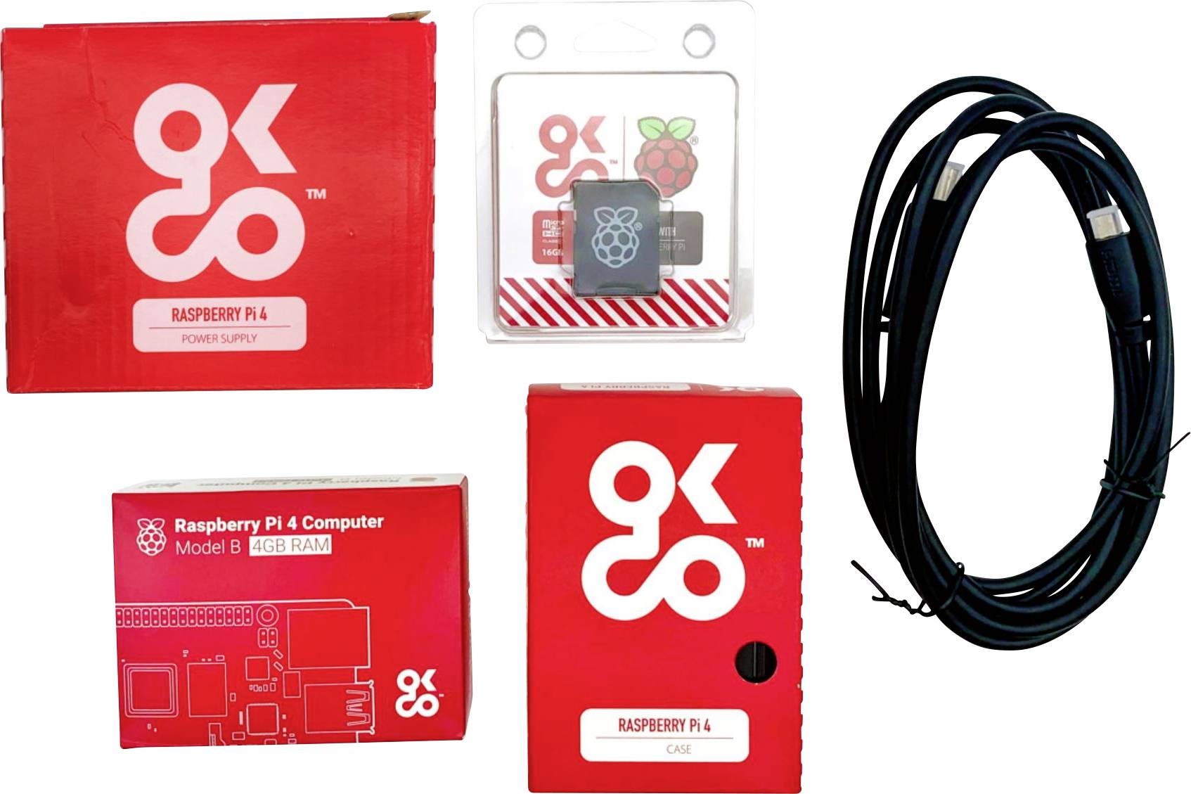 Raspberry Pi® OKdo Raspberry Pi 4 4 GB Basis-Kit Raspberry Pi® 4 B 4 GB 4 x 1.5 GHz PSU, Noobs OS, HDMI cable, Housing