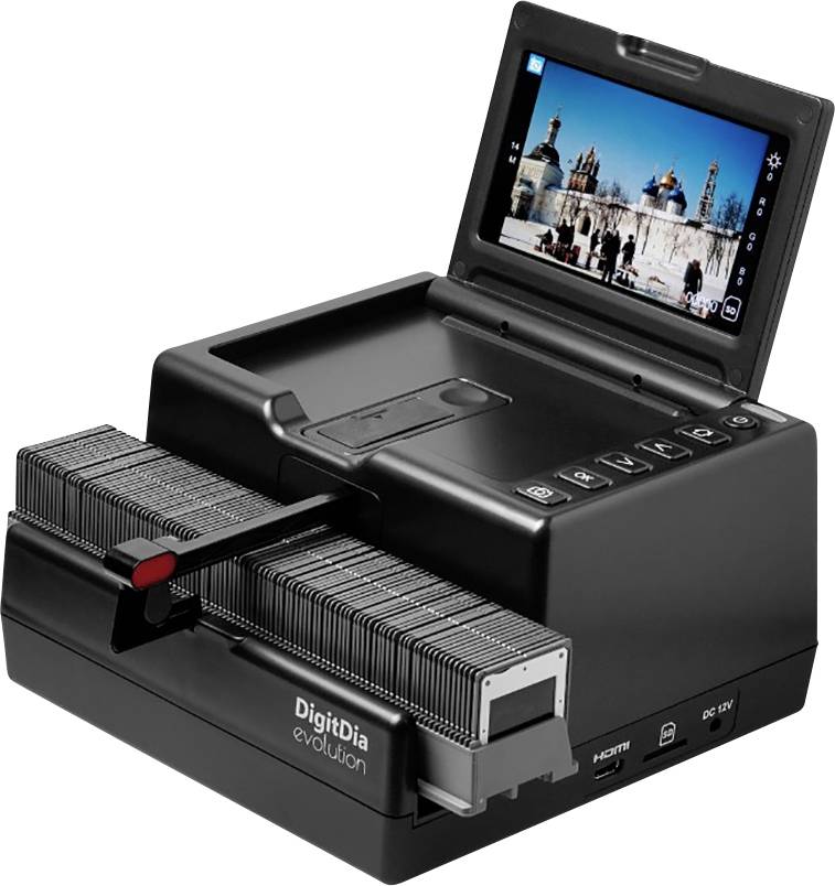 Reflecta DigitDia evolution Slide scanner, Slide viewer 4608 x 3072 Dust and scratch removal: Hardware Built-in display, Memory