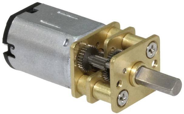Small electric motor with metal gearbox and shaft, suitable for precise mechanical applications.