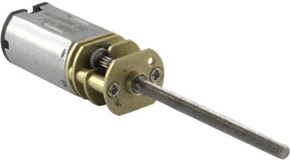 A small electric motor with metal gearbox and long threaded shaft, suitable for precise mechanical applications or model making.