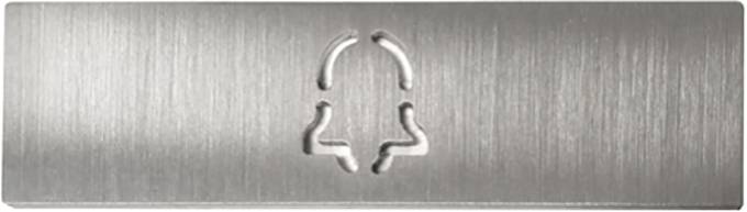 Metallic lift button with a bell symbol in the centre.