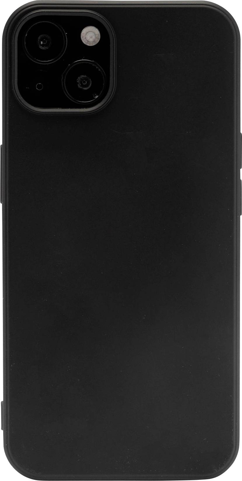 A black smartphone with two cameras on the back. The design is sleek and modern.