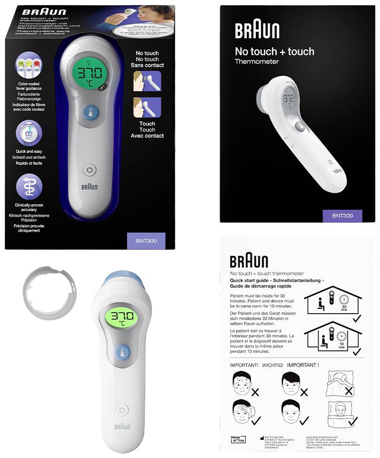 Braun BNT300WE Fever thermometer Incl. LED light