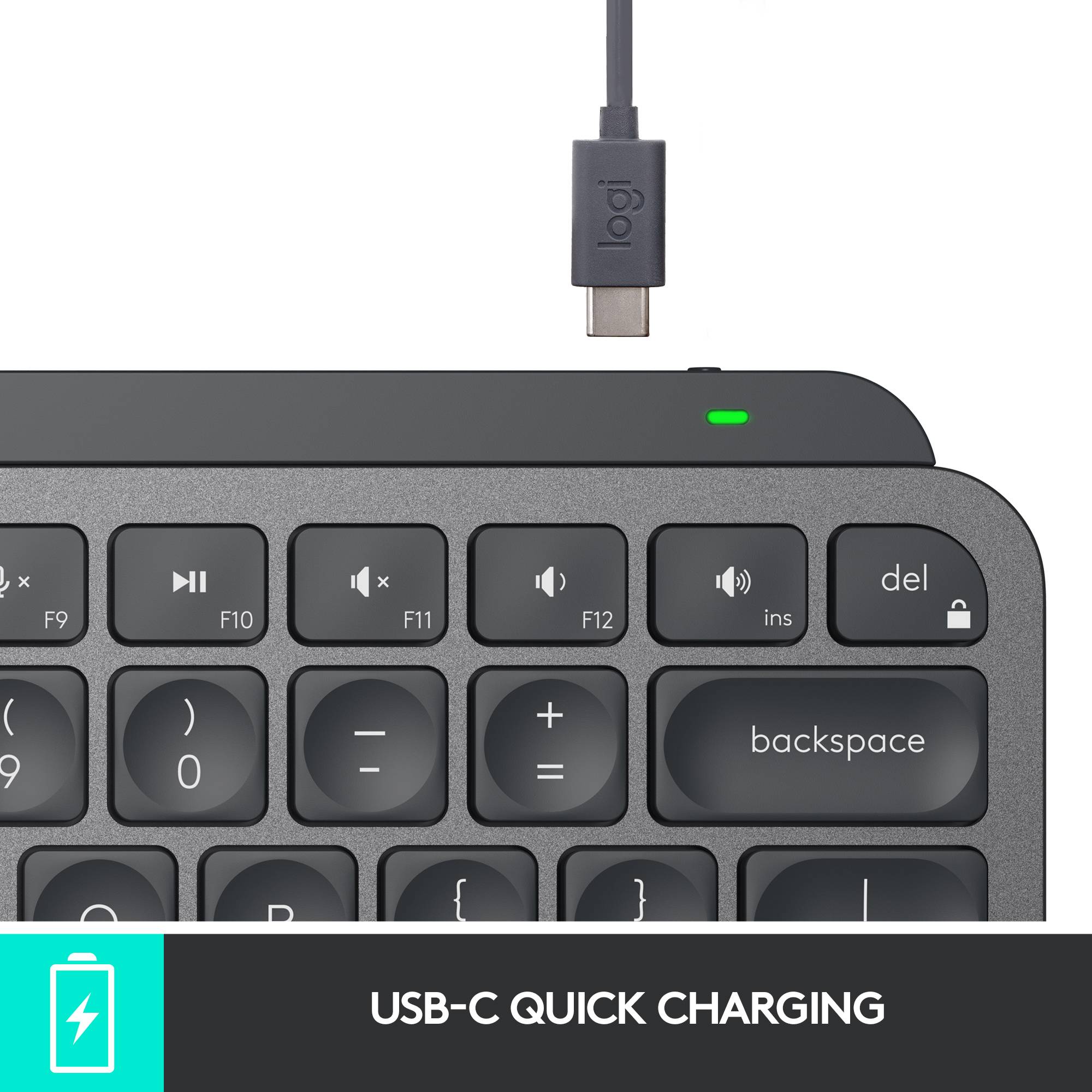 Logitech MX Keys Mini Bluetooth® Keyboard German, QWERTZ Graphite Backlit, Quiet keypad, Multipair function, Rechargeable