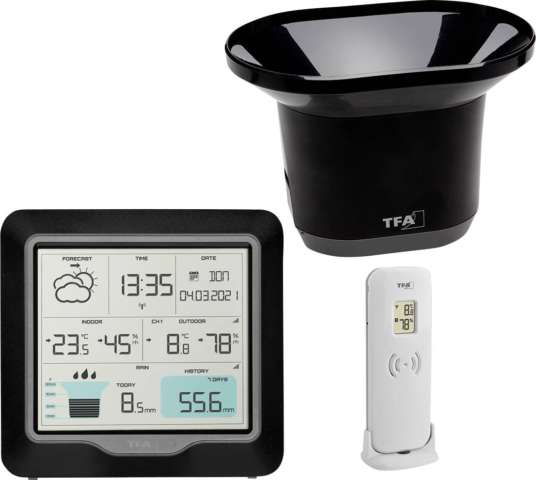 TFA Dostmann RAIN PRO 35.1160.01 Wireless digital weather station Forecasts for 12 to 24 hours Max. number of sensors 3