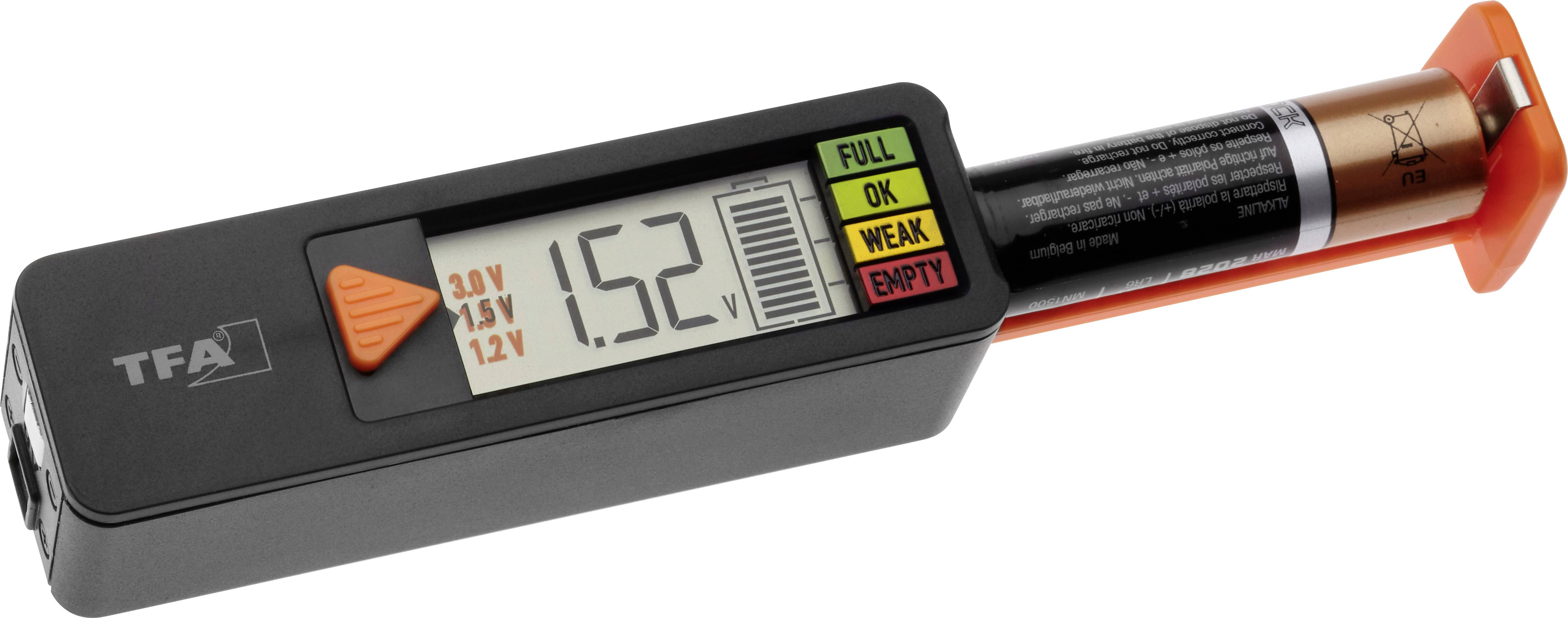 TFA Dostmann Battery tester Batterietester BatteryCheck Reading range (battery testers) 1.2 V, 1.5 V, 3 V, 9 V Rechargeable