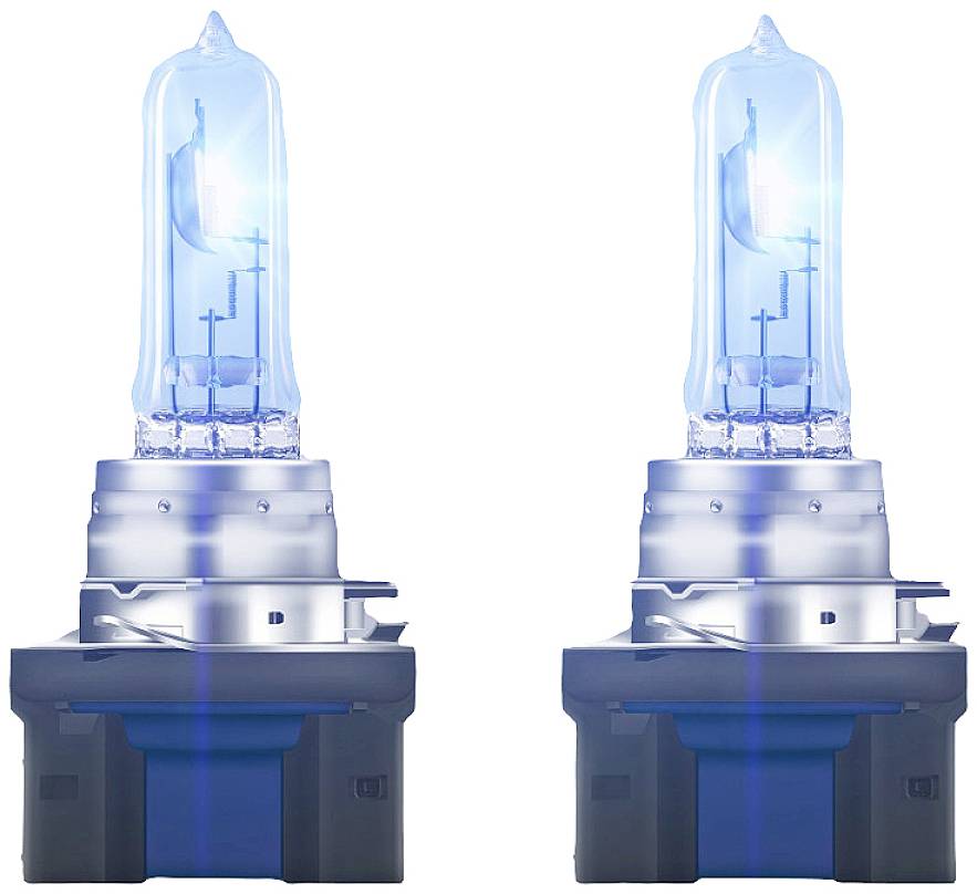 Two identical, blue-tinted halogen lamps on a white background. The lamps are arranged vertically and parallel to each other.