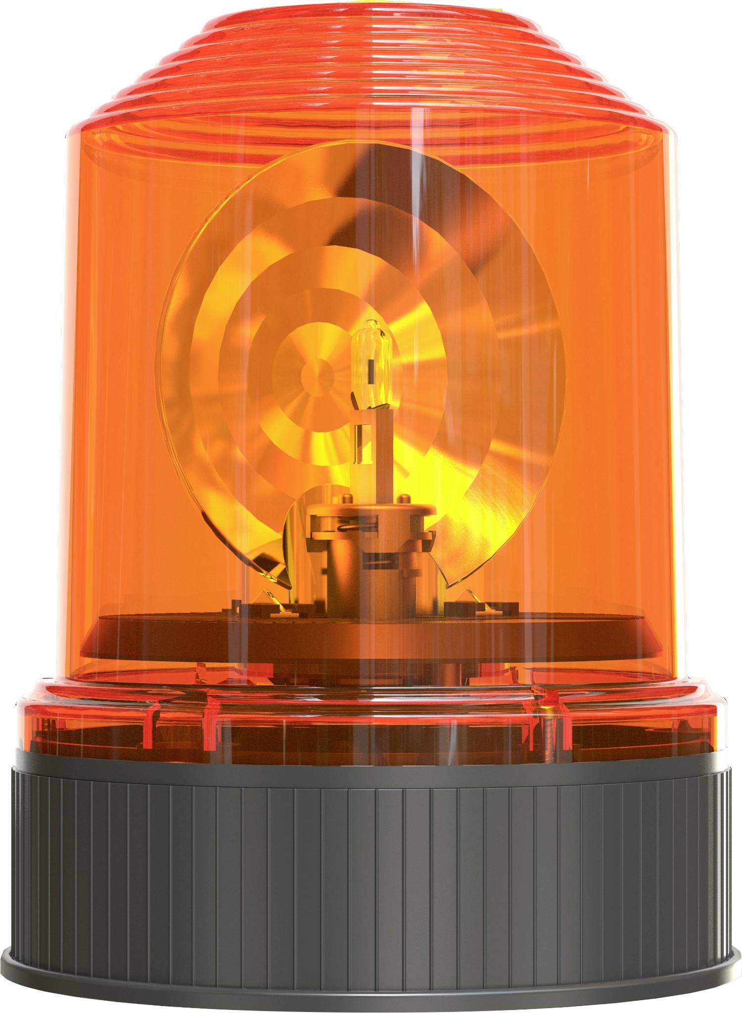 A rotating orange warning light, such as those used in emergency situations.