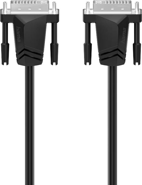 Two black VGA cables with metal connectors, used for connecting monitors and computers.