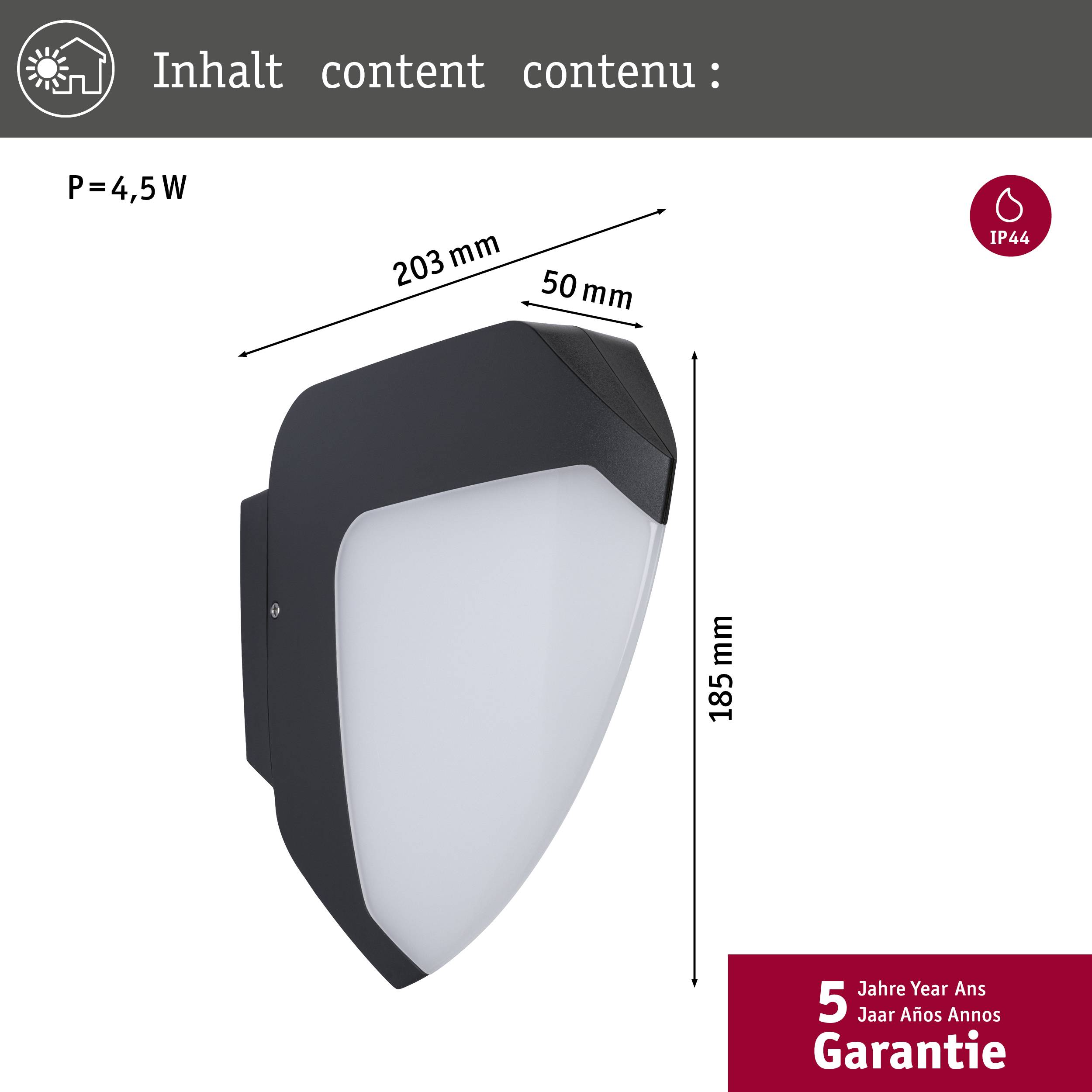 Paulmann Circula 94526 LED outdoor wall light (+ motion detector) 14 W Anthracite