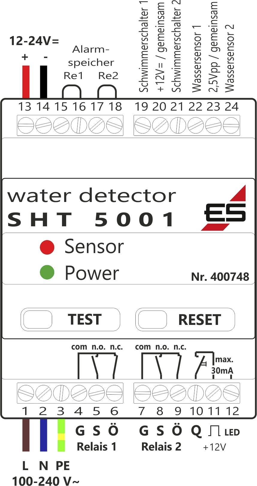 Schabus 400748 SHT 5001 Water leak detector mains-powered