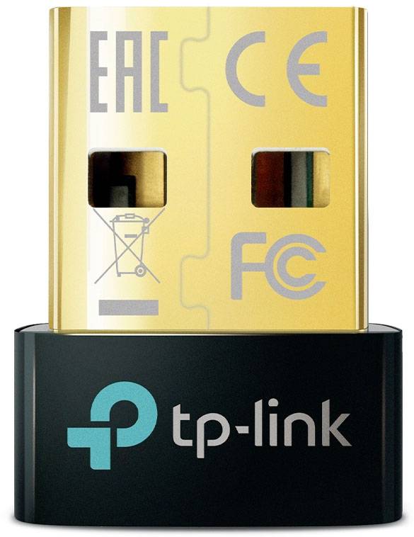 TP-Link USB network adapter with gold contacts and various certification logos, suitable for wireless connections.