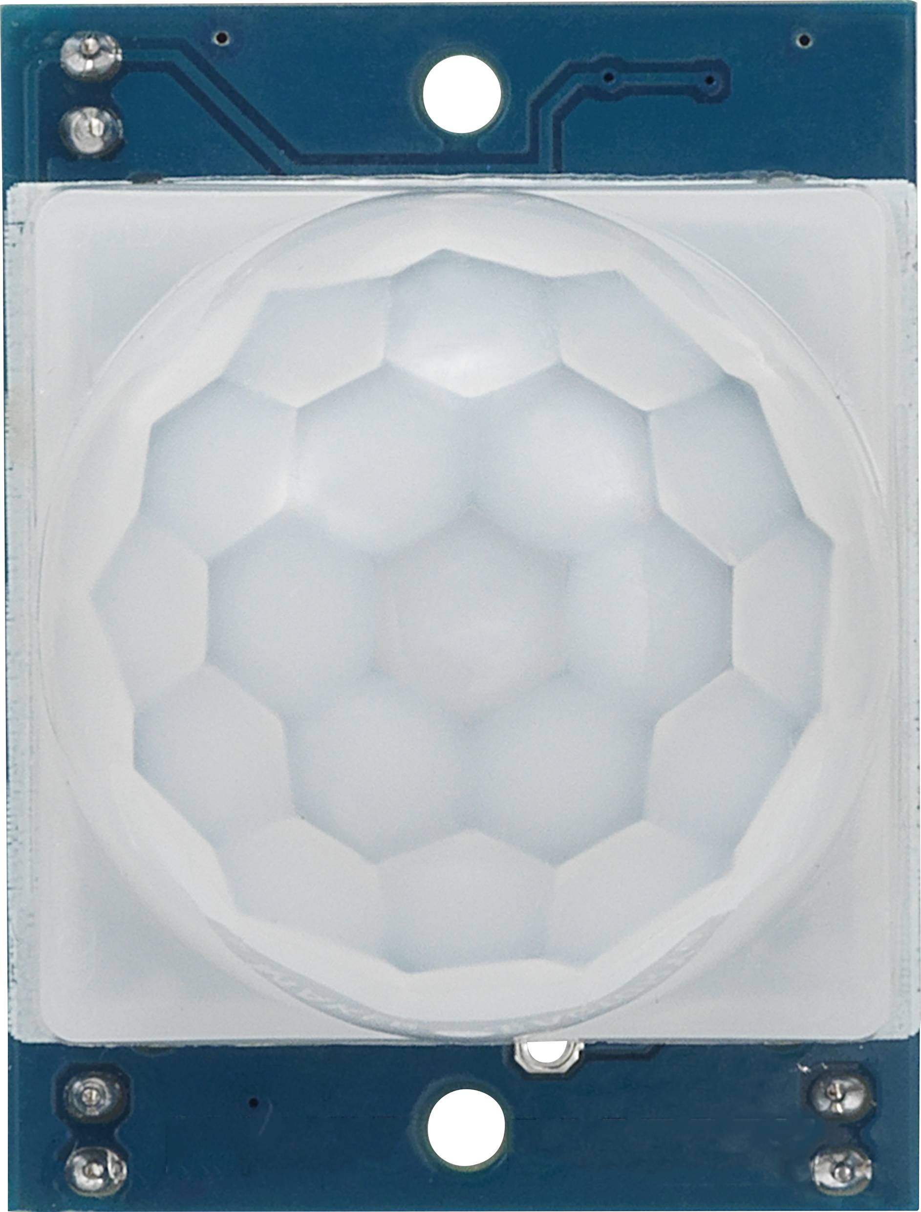 A motion sensor module with a honeycomb-shaped lens for detecting movement in the surrounding environment.